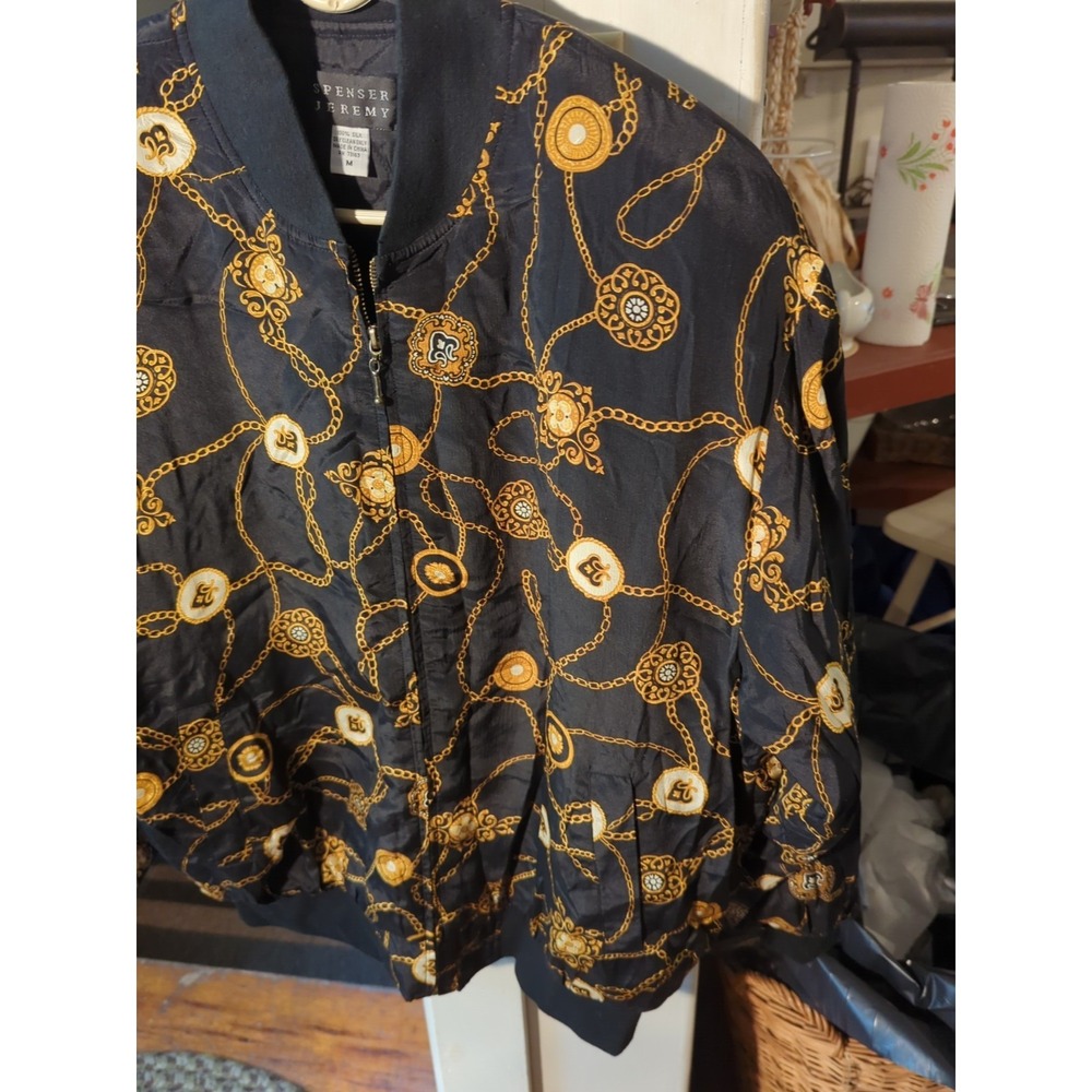 Vintage Spenser Jeremy 100% Silk Bomber Jacket Women's M Size Medium - Picture 4 of 10